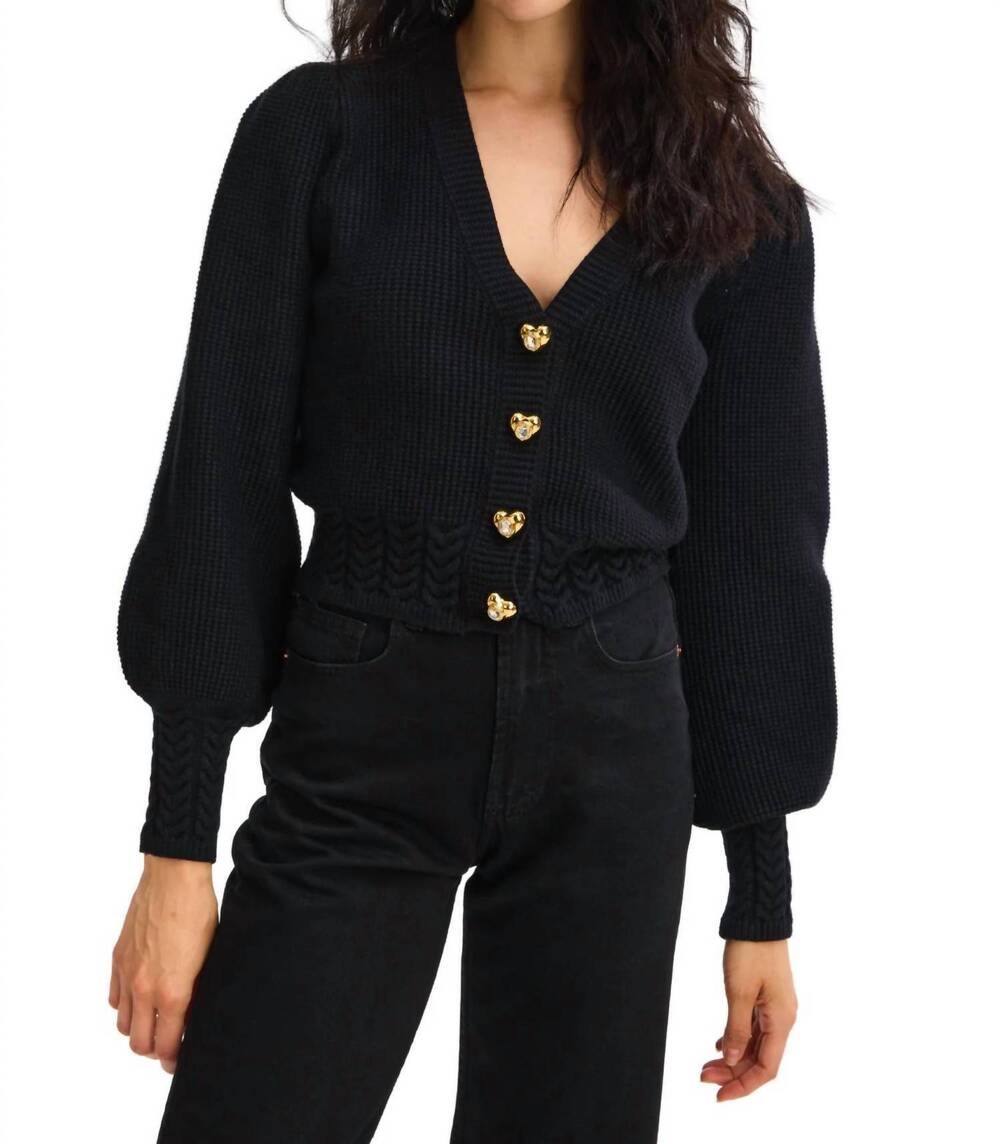 NEW ALLISON NEW YORK solid piper cardigan in black